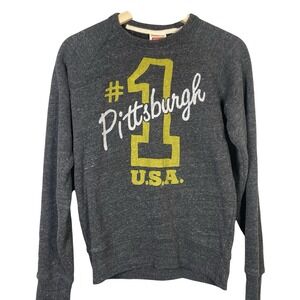 HOMAGE PITTSBURG #1 SUPER SOFT GRAY GOLD CREWNECK SWEATSHIRT‎ SIZE SMALL HEATHER